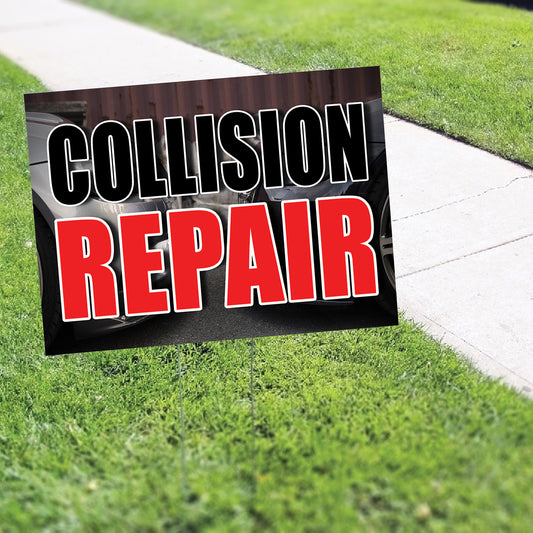 Collision repair coroplast yard sign