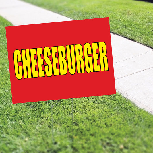Cheeseburger coroplast yard sign