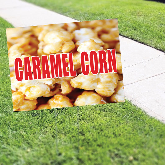 Caramel corn coroplast yard sign