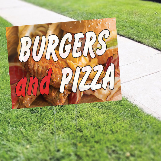 Burger And Pizza Coroplast Yard Sign