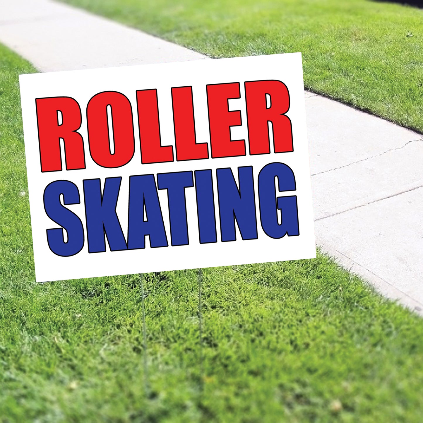 Roller skating coroplast yard sign