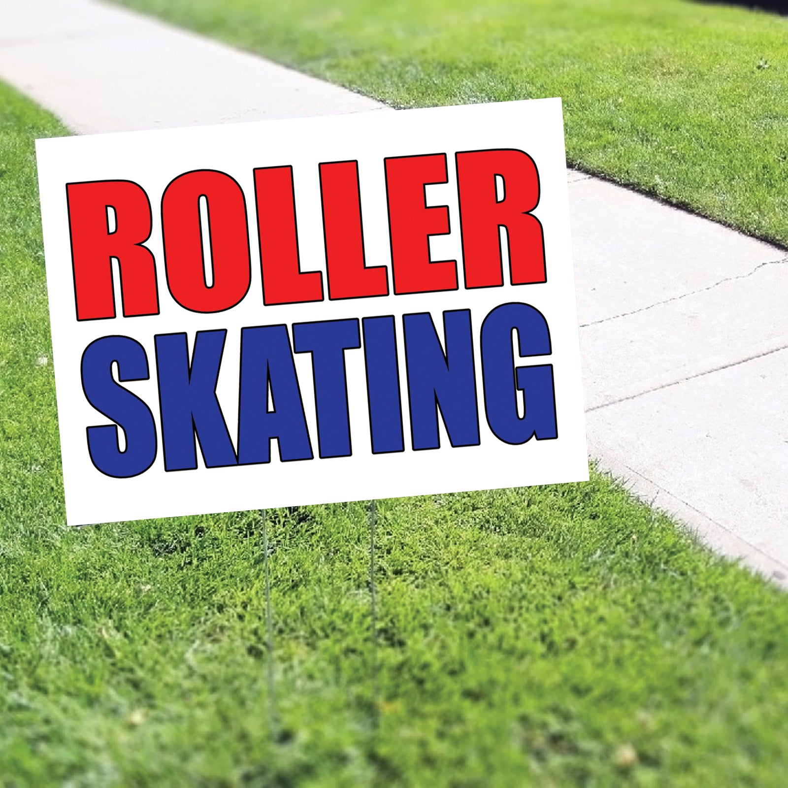 Roller skating coroplast yard sign