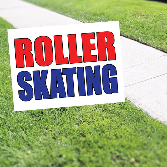 Roller skating coroplast yard sign