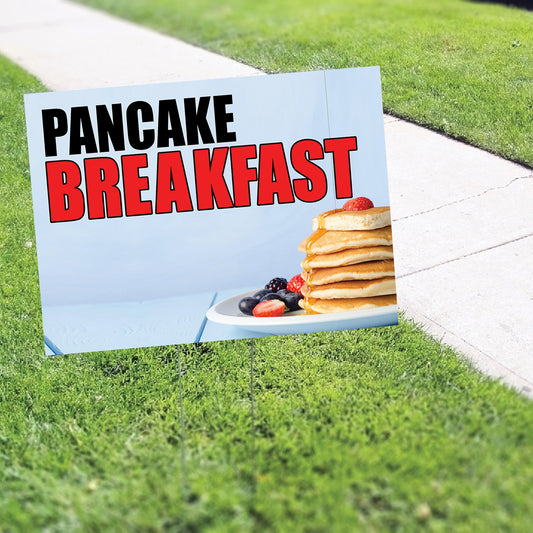 Pancake breakfast coroplast yard sign
