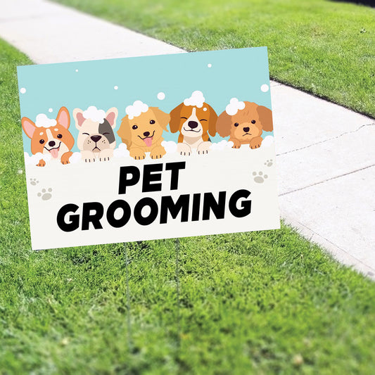 Pet grooming coroplast yard sign