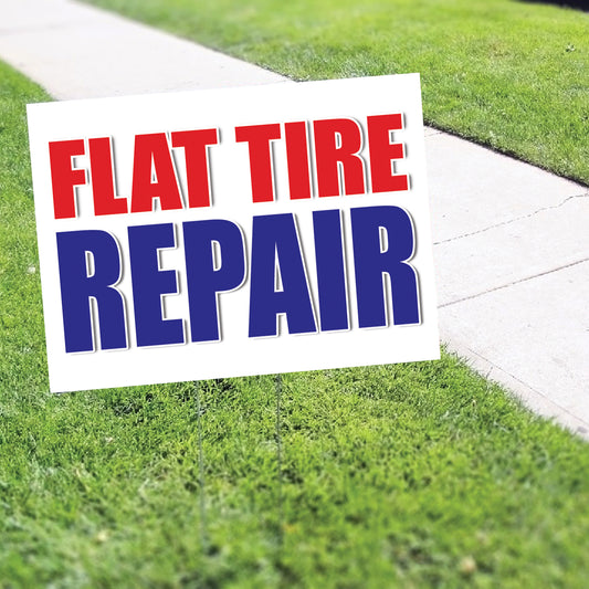 Flat tire repair coroplast yard sign