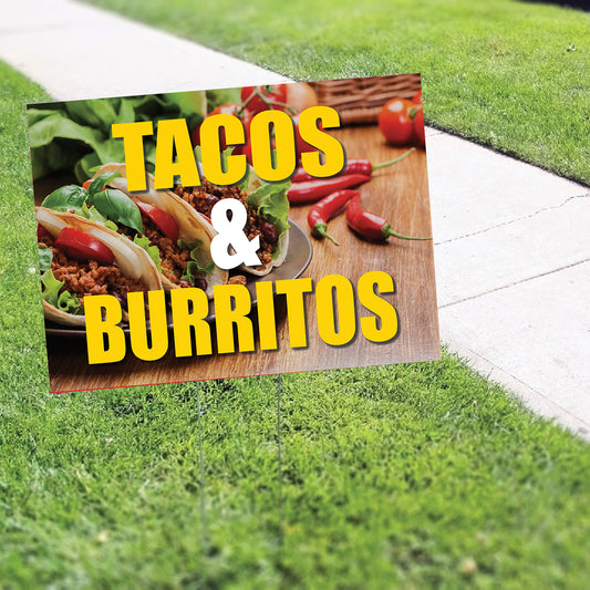 Tacos & Burritos coroplast yard sign