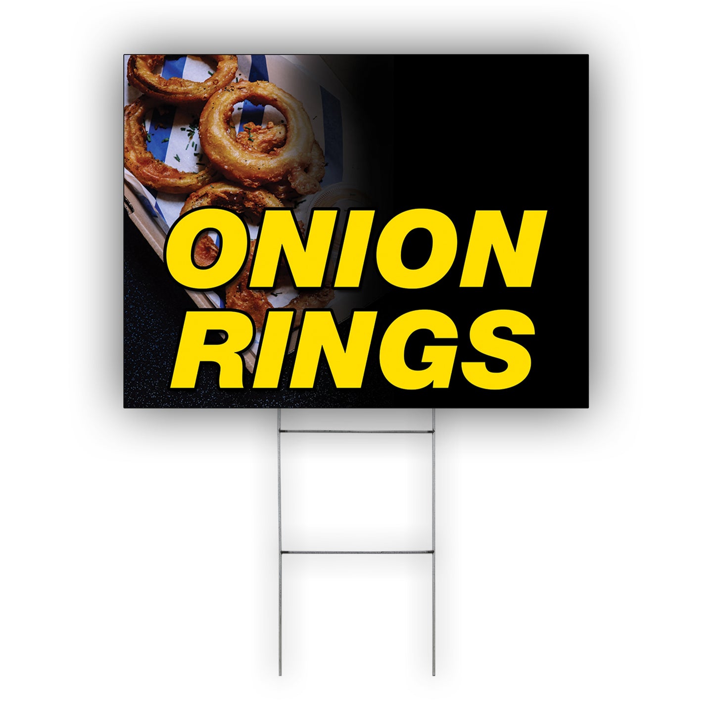 Onion rings coroplast yard sign
