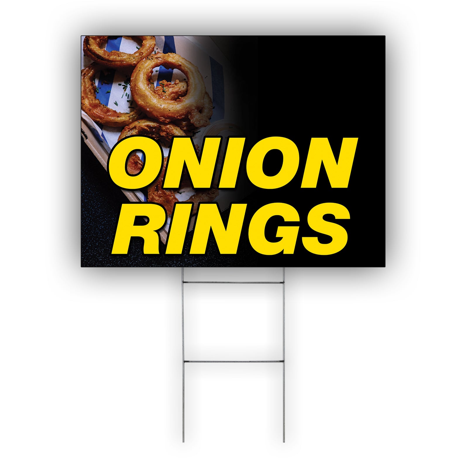 Onion rings coroplast yard sign