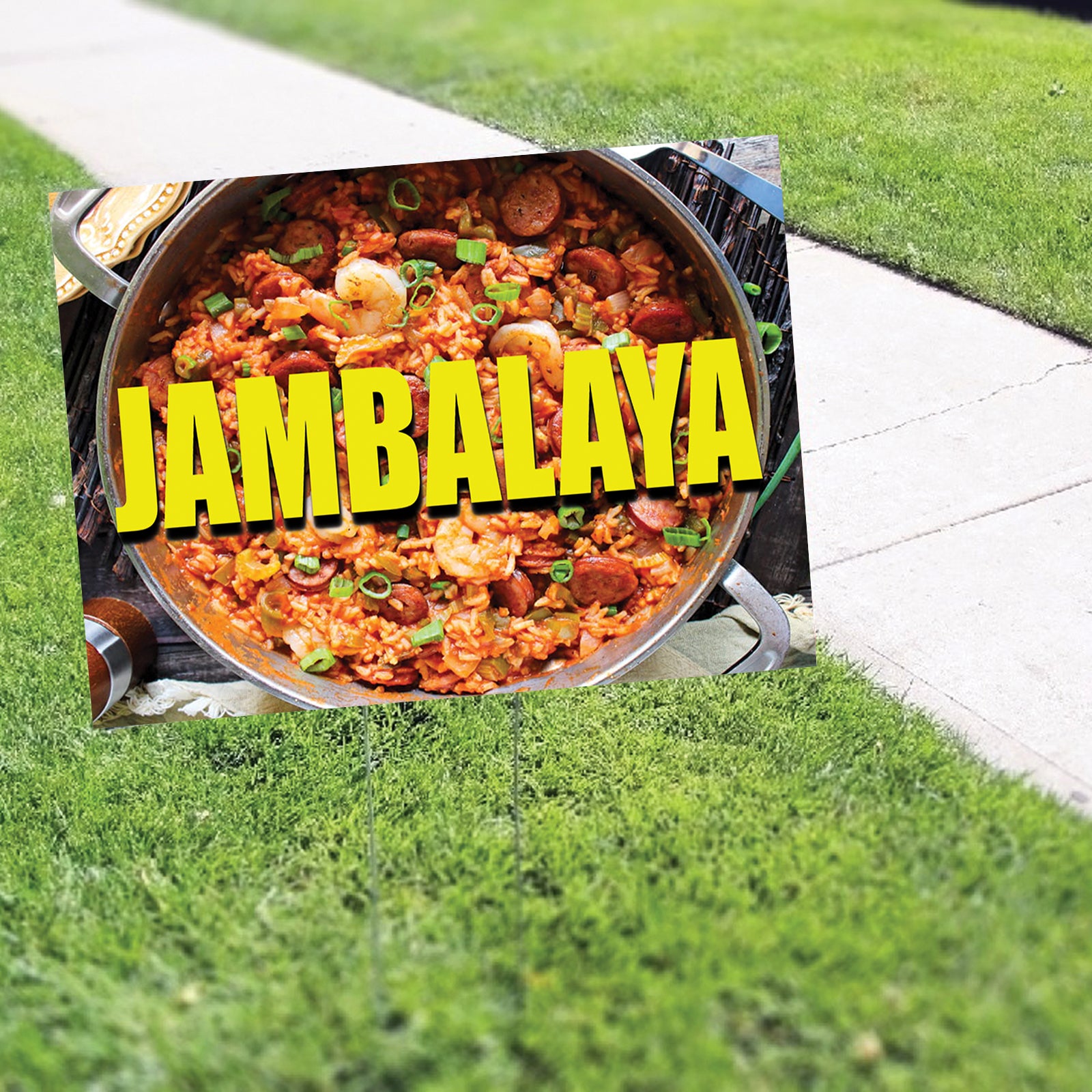 Jambalaya coroplast yard sign