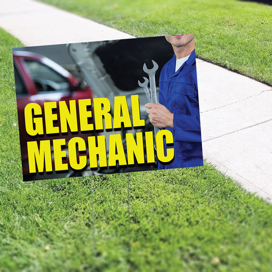 General mechanic coroplast yard sign