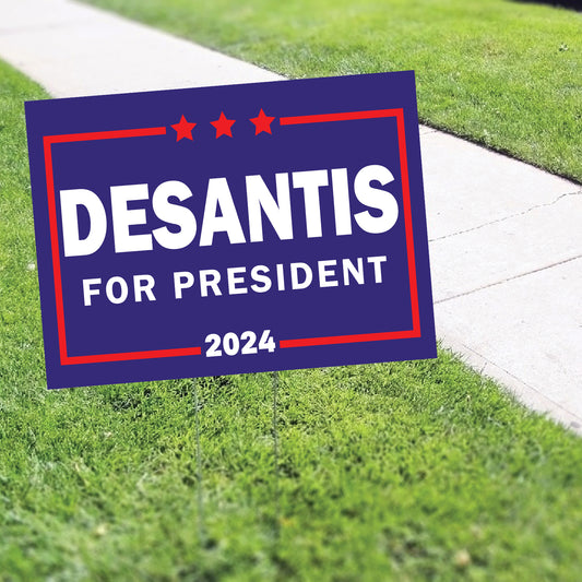 DeSantis For President 2024 Blue Coroplast Yard Sign
