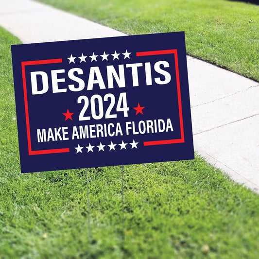 DeSantis 2024 Make America Florida Blue Coroplast Yard Sign