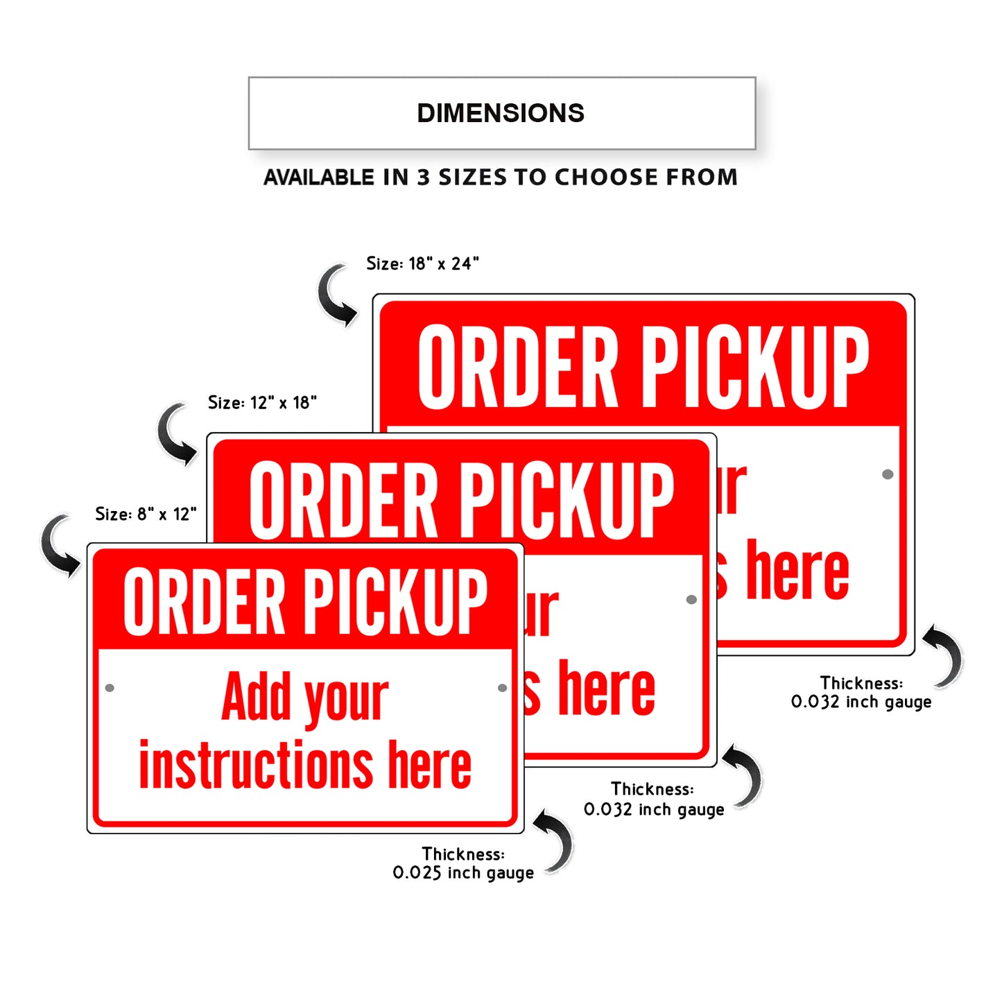 Custom Sign Order Pickup Your Instruction Here Aluminum Metal Sign