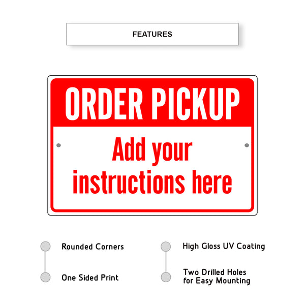 Order Collection Sign Custom Sign Order Pickup Your Instruction Here Aluminum Metal Sign ...