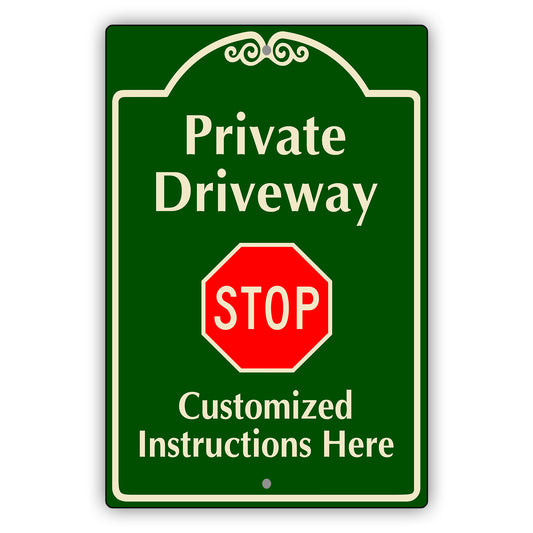 Custom Sign Private Driveway Stop Aluminum Metal Sign