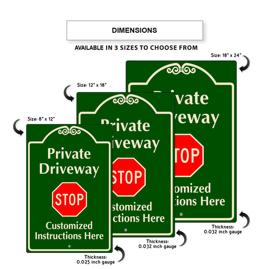 Custom Sign Private Driveway Stop Aluminum Metal Sign