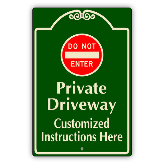 Custom Sign Do Not Enter Private Driveway Aluminum Metal Sign