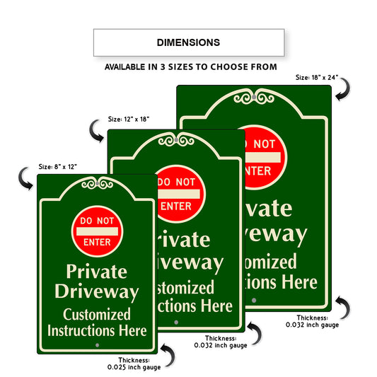 Custom Sign Do Not Enter Private Driveway Aluminum Metal Sign