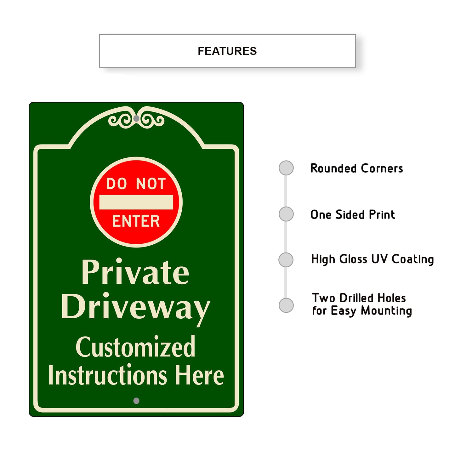 Custom Sign Do Not Enter Private Driveway Aluminum Metal Sign