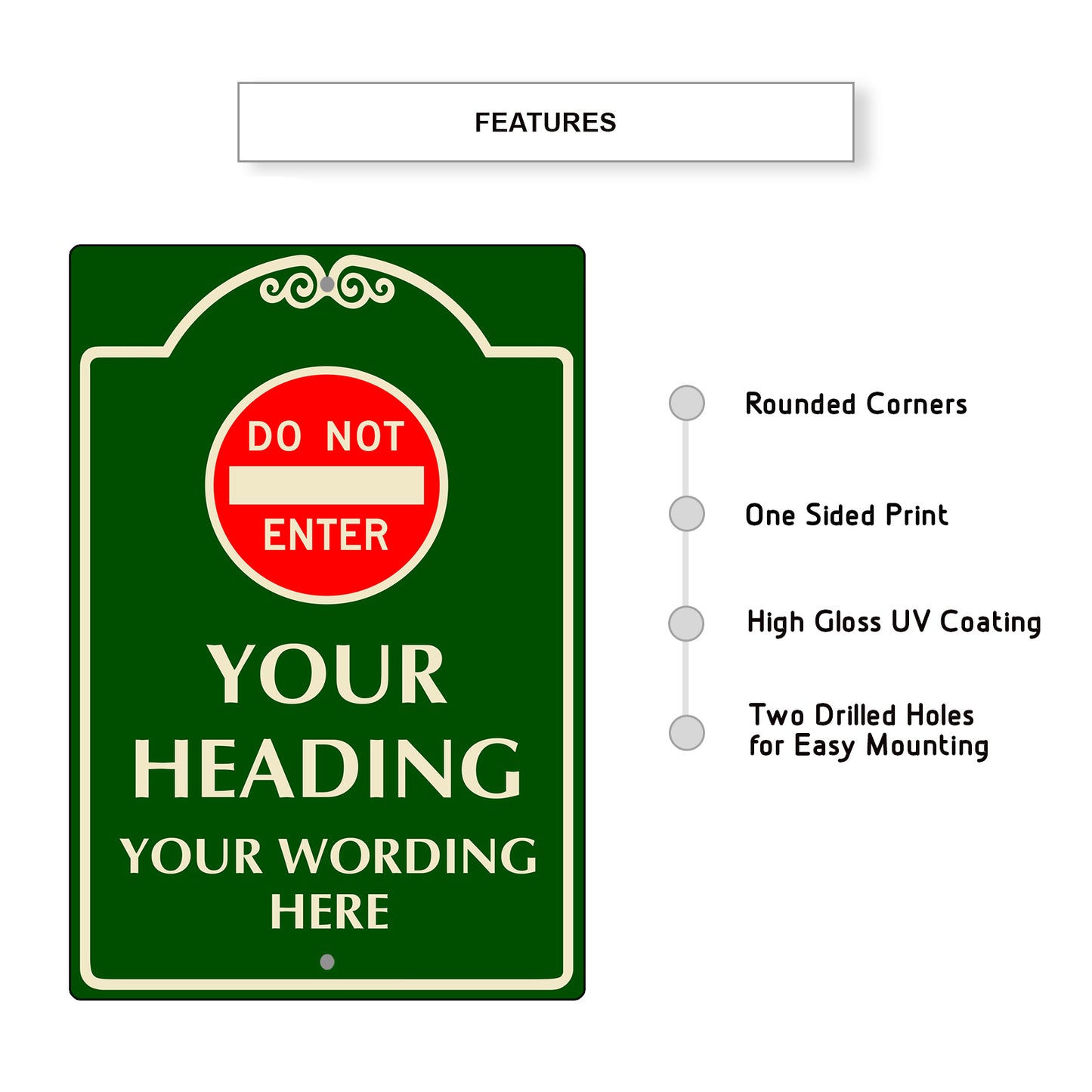 Custom Sign Your Heading Your Wording Sign Aluminum Metal Sign
