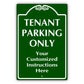 Custom Sign Tenant Parking Only Aluminum Metal Sign