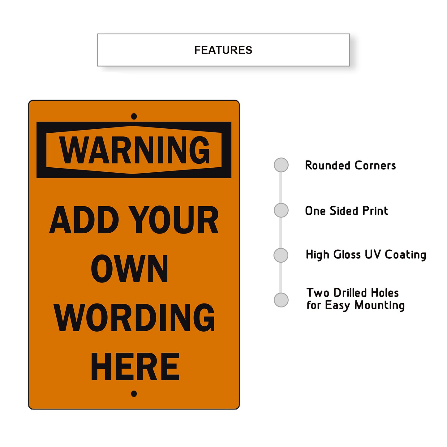 Custom Sign Warning Your Wording Sign Aluminum Metal Sign