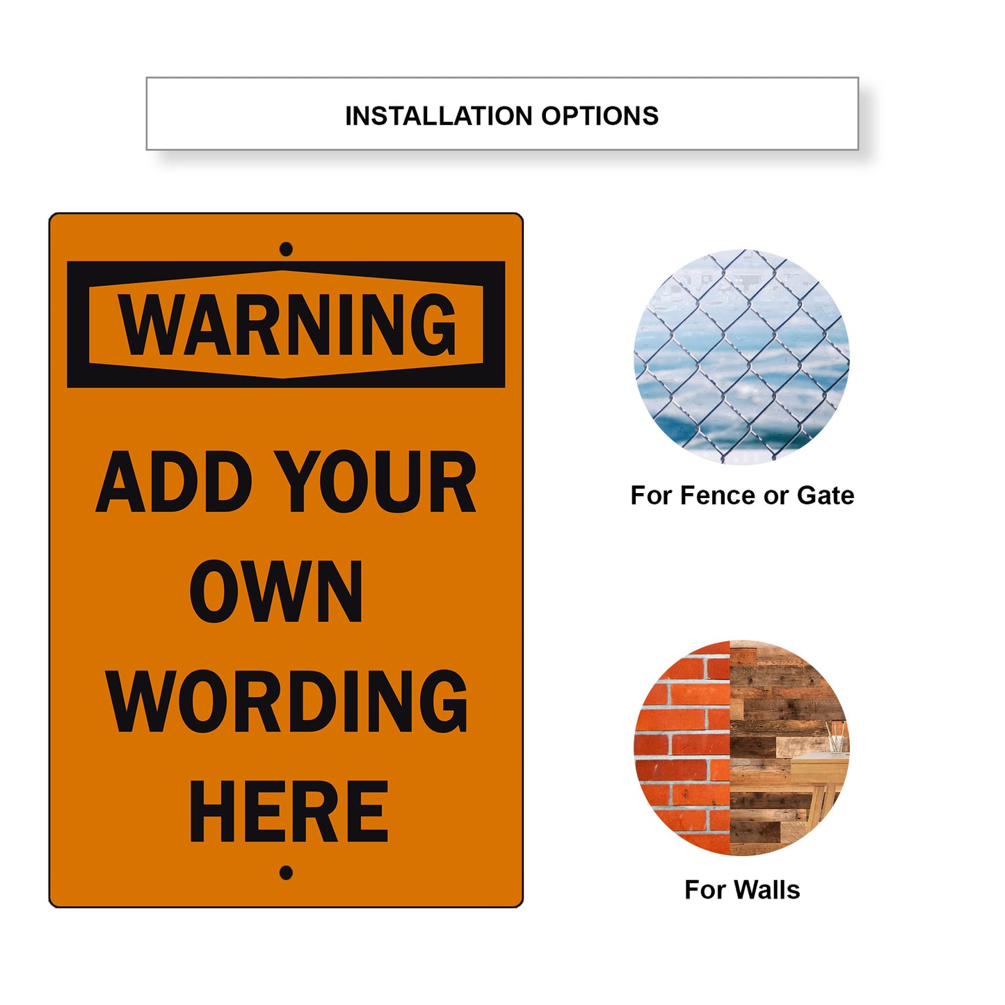 Custom Sign Warning Your Wording Sign Aluminum Metal Sign