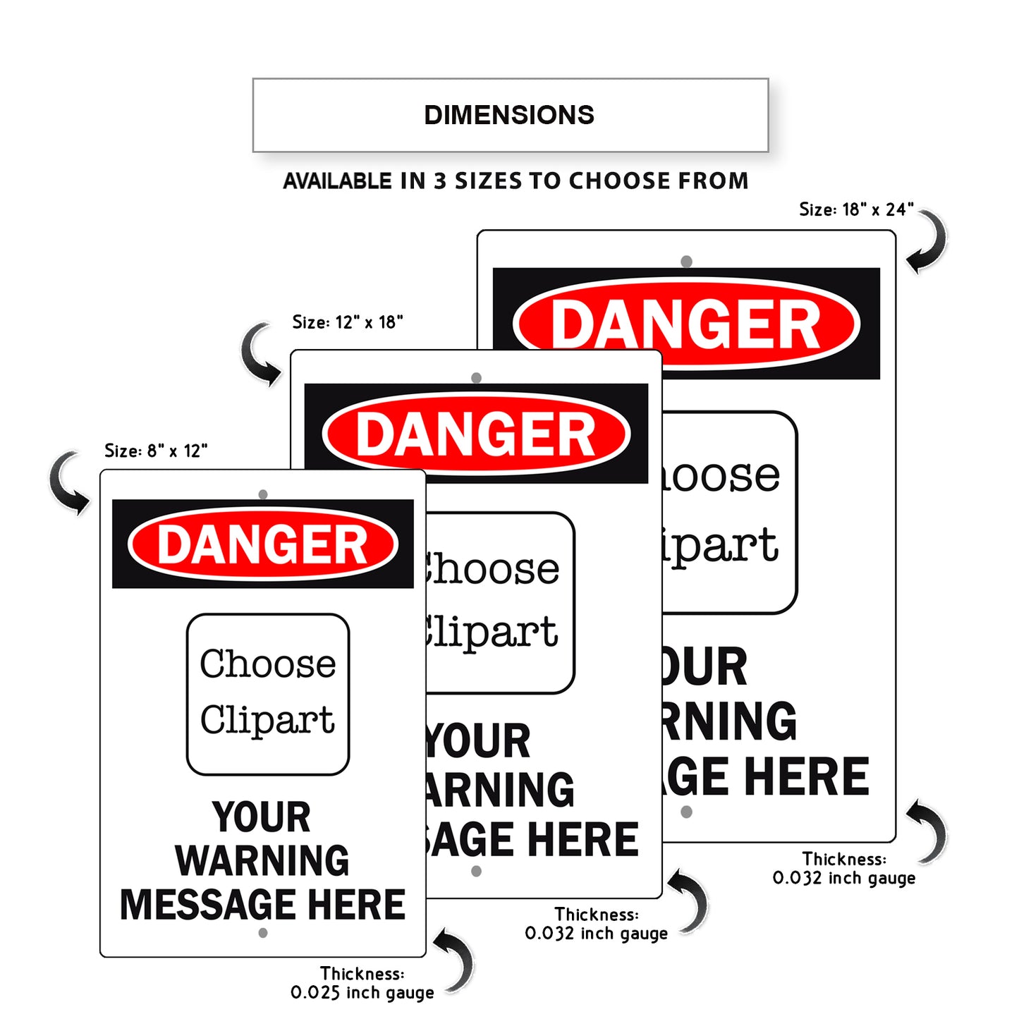 Custom Sign Danger Your Wording Sign Clipart Aluminum Metal Sign
