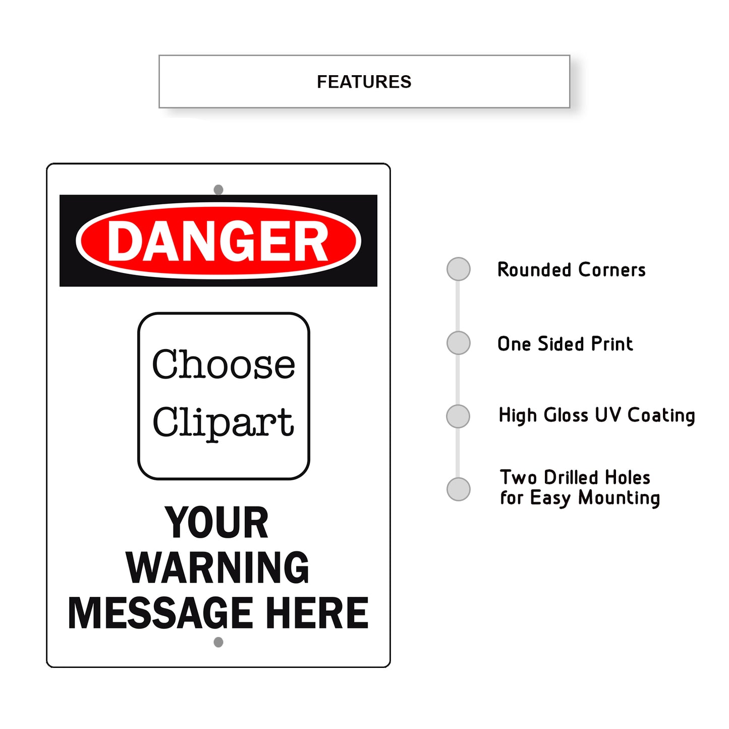 Custom Sign Danger Your Wording Sign Clipart Aluminum Metal Sign