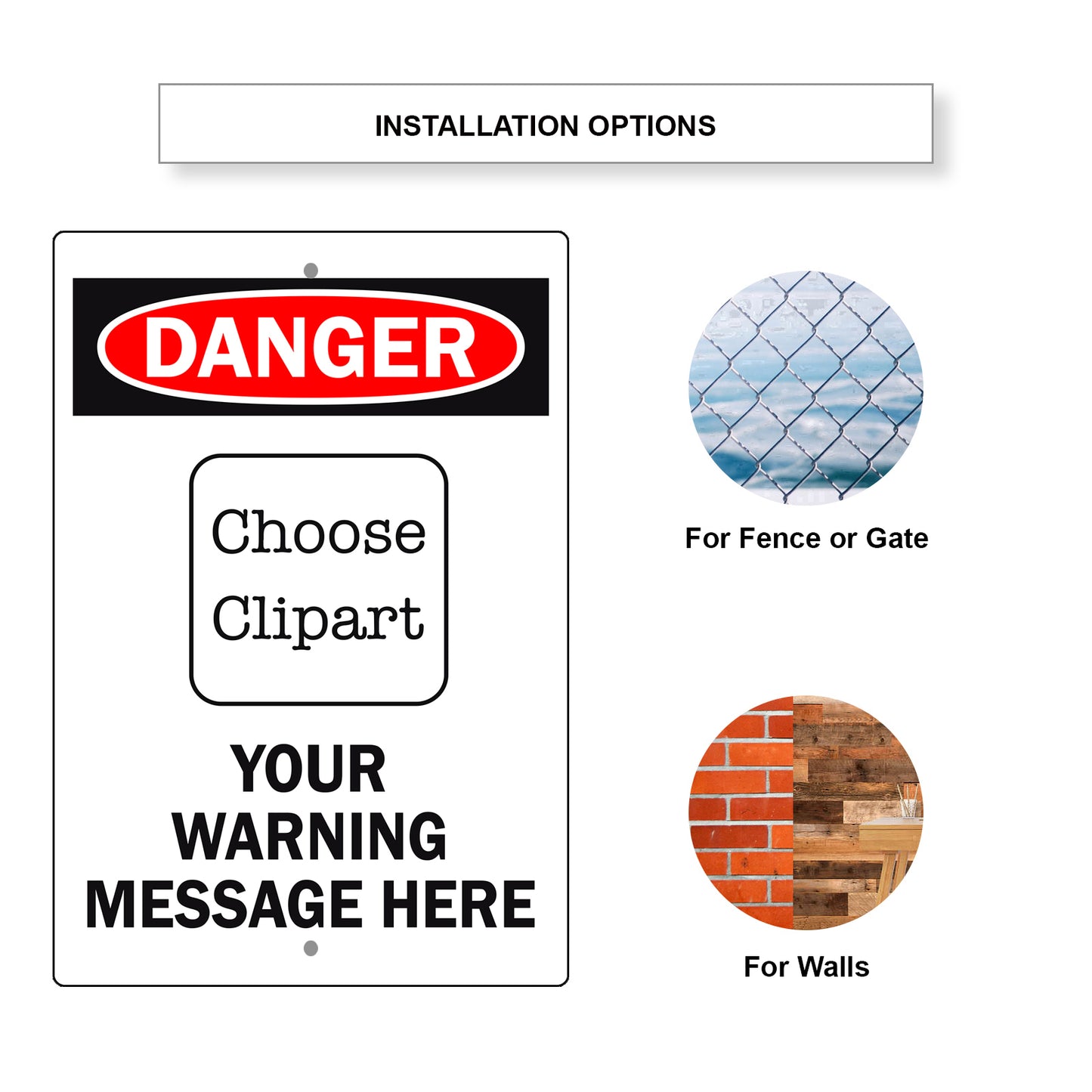Custom Sign Danger Your Wording Sign Clipart Aluminum Metal Sign