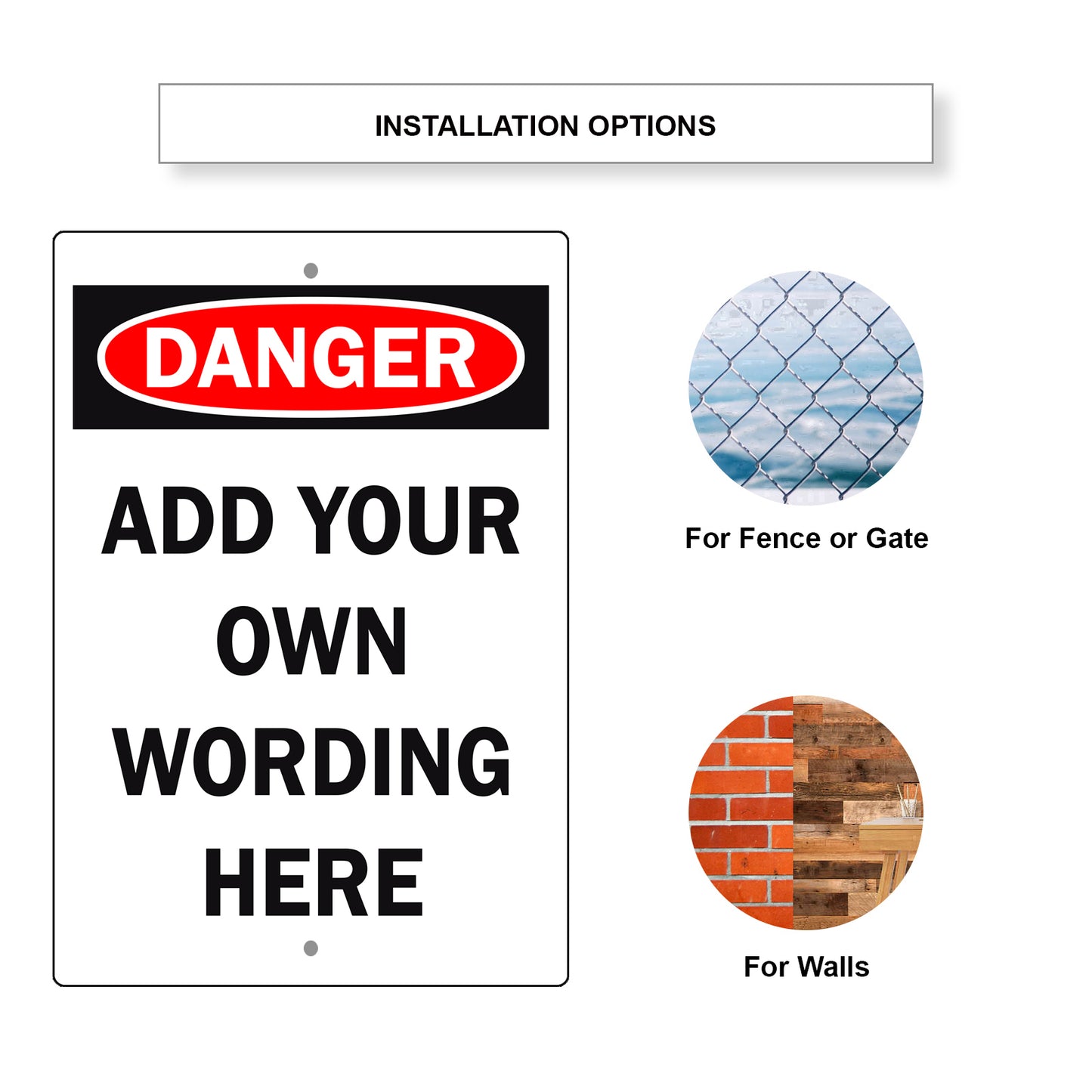 Custom Sign Danger Your Wording Sign Aluminum Metal Sign