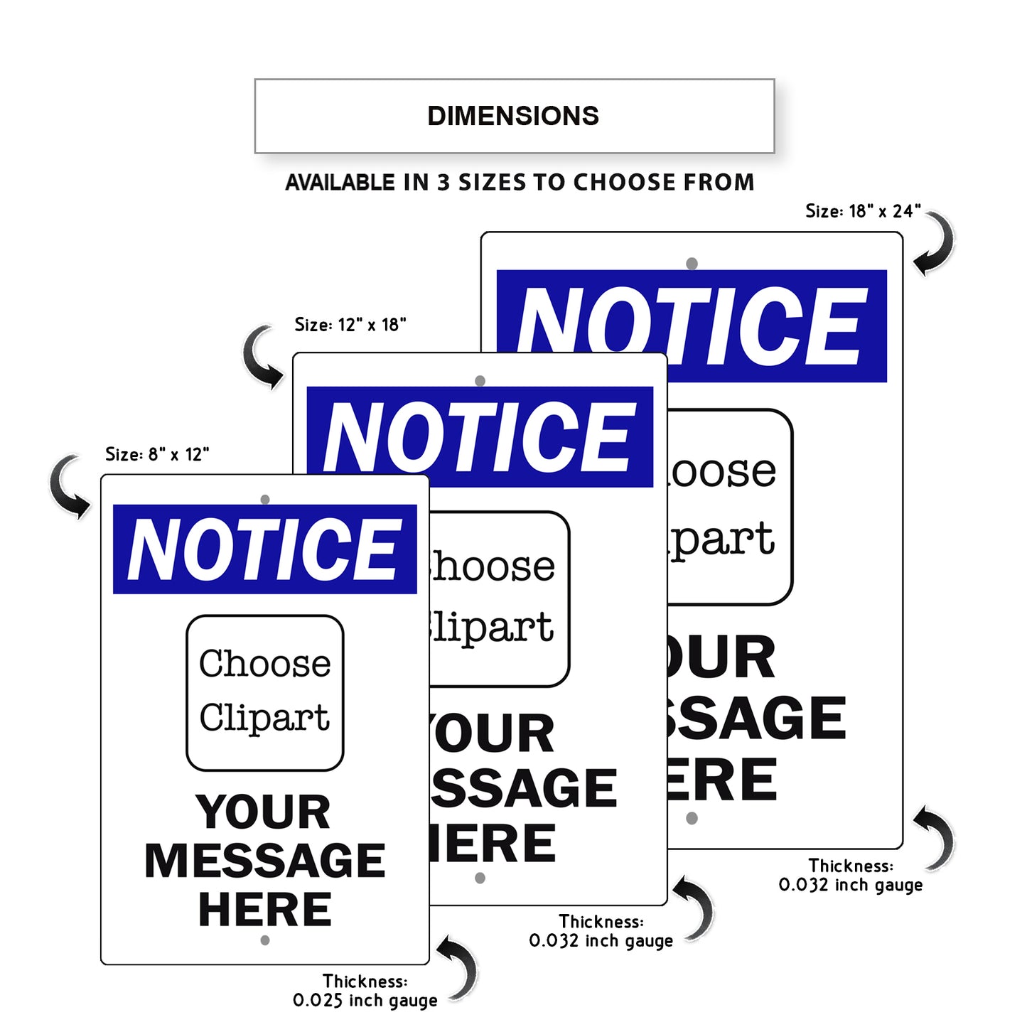 Custom Sign Notice Your Wording Sign Aluminum Metal Sign