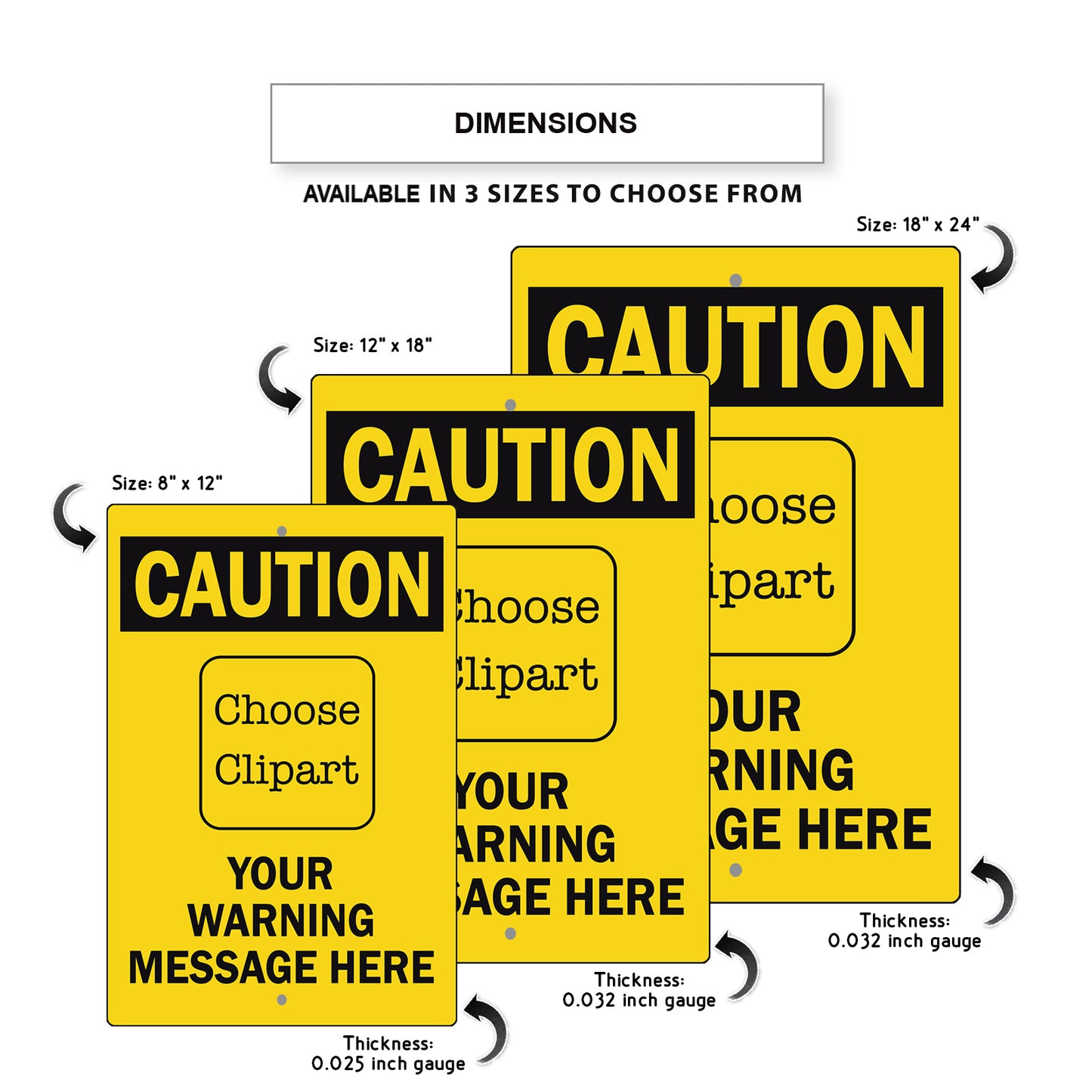 Custom Sign Caution Your Warning Sign Aluminum Metal Sign