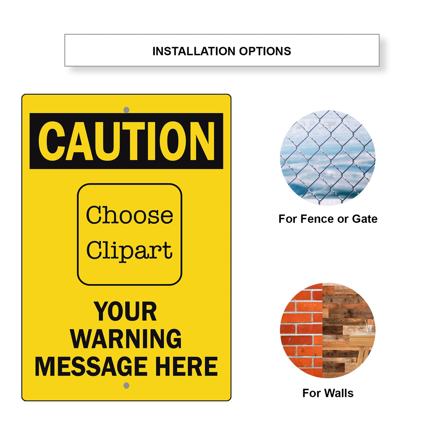 Custom Sign Caution Your Warning Sign Aluminum Metal Sign