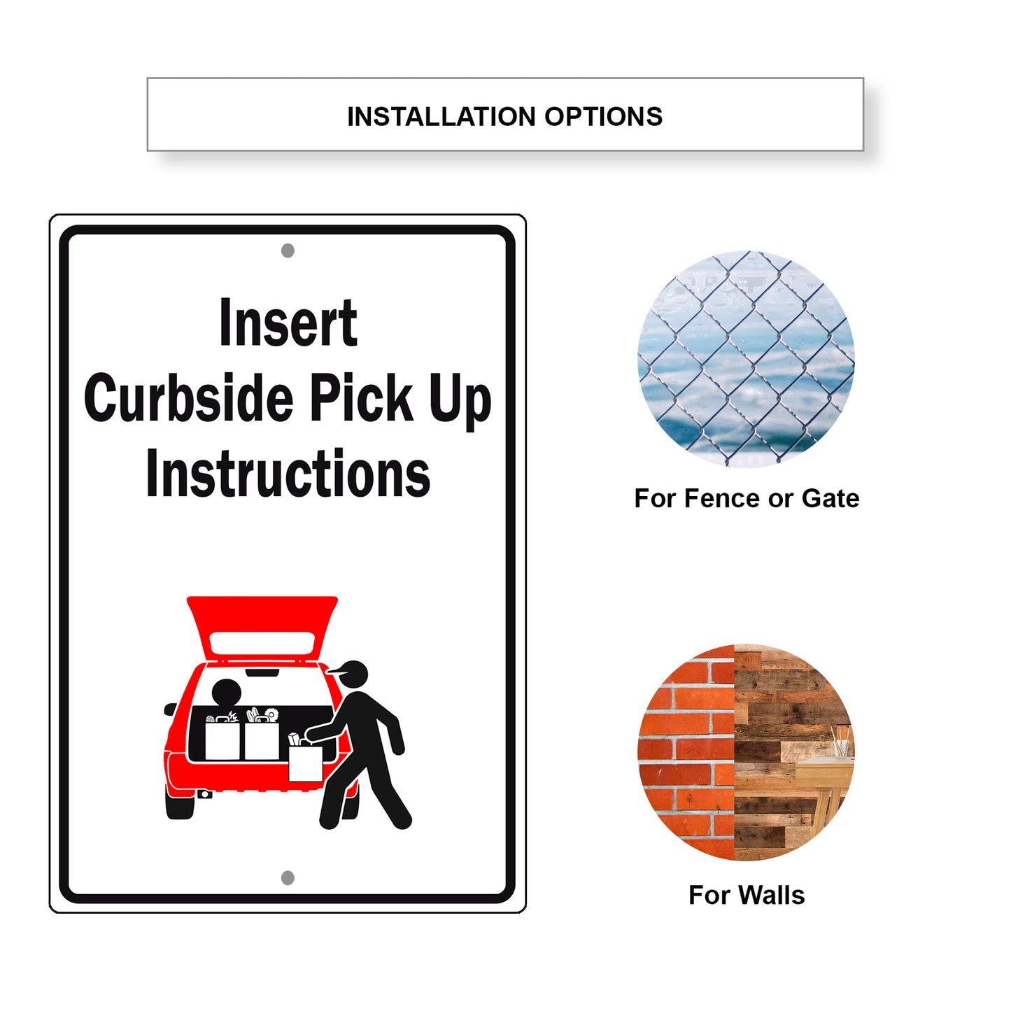 Custom Sign Insert Curbside Pick Up Aluminum Metal Sign