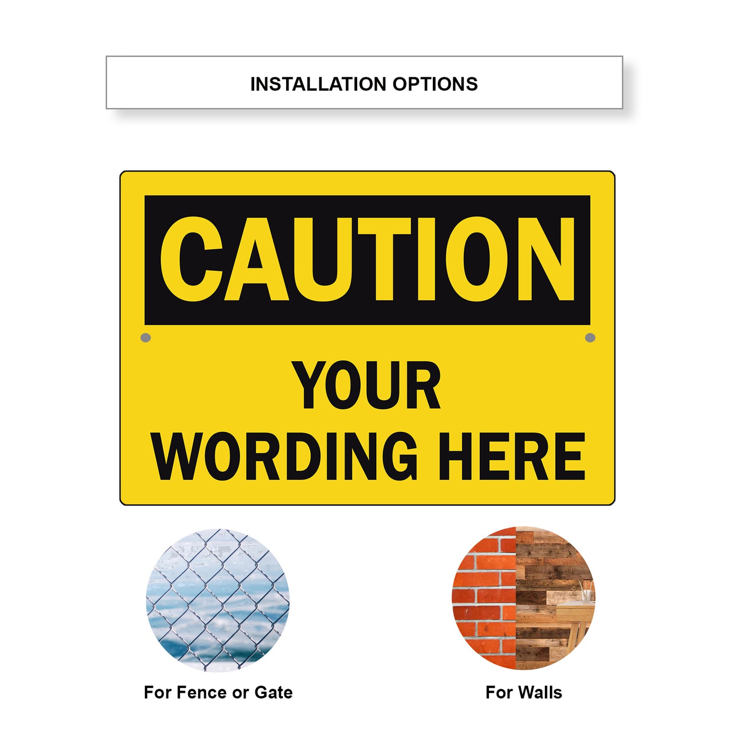 Custom Sign Caution Your Wording Sign Yellow Aluminum Metal Sign