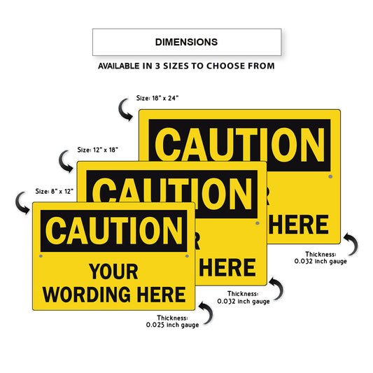 Custom Sign Caution Your Wording Sign Yellow Aluminum Metal Sign