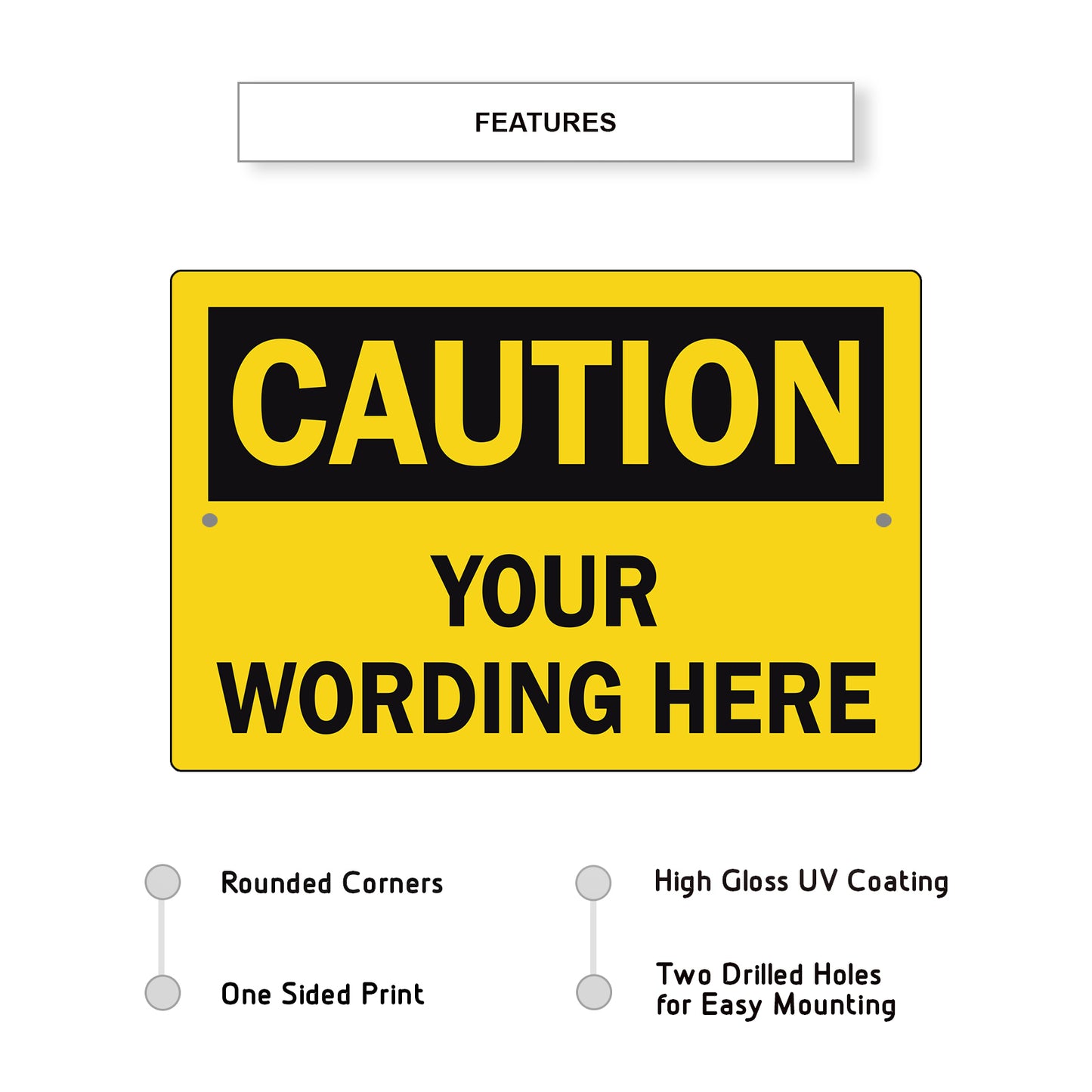 Custom Sign Caution Your Wording Sign Yellow Aluminum Metal Sign