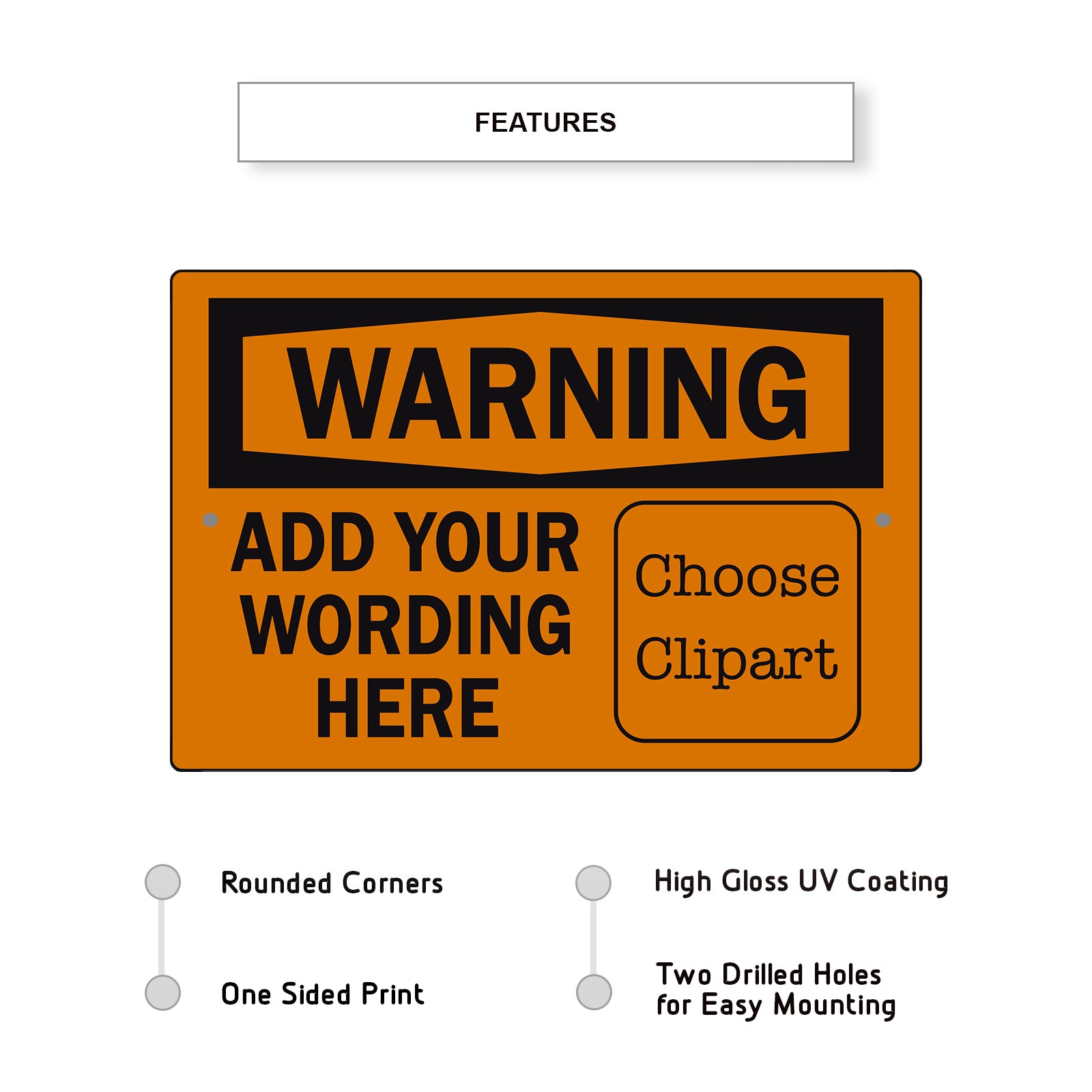 Custom Sign Warning Your Wording Sign Clipart Aluminum Metal Sign ...