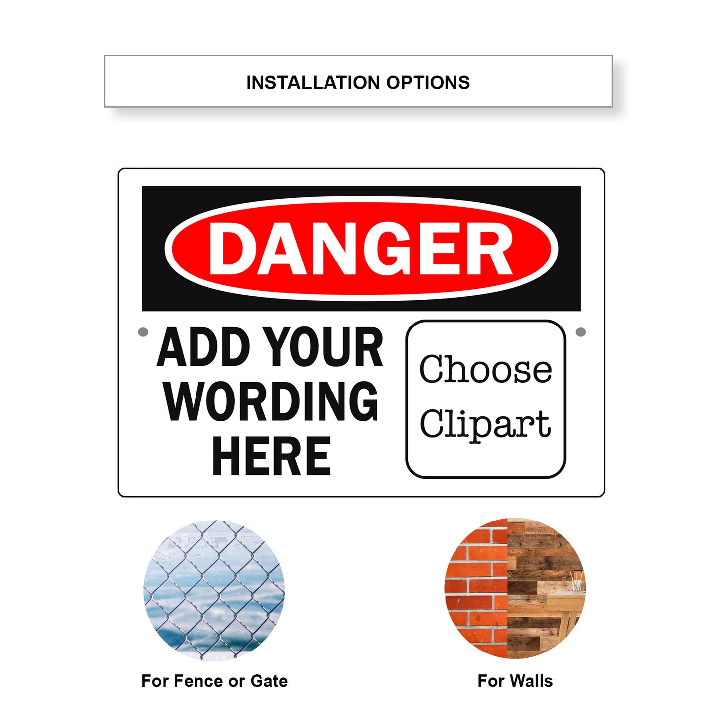 Custom Sign Danger Your Wording Sign Clipart Aluminum Metal Sign