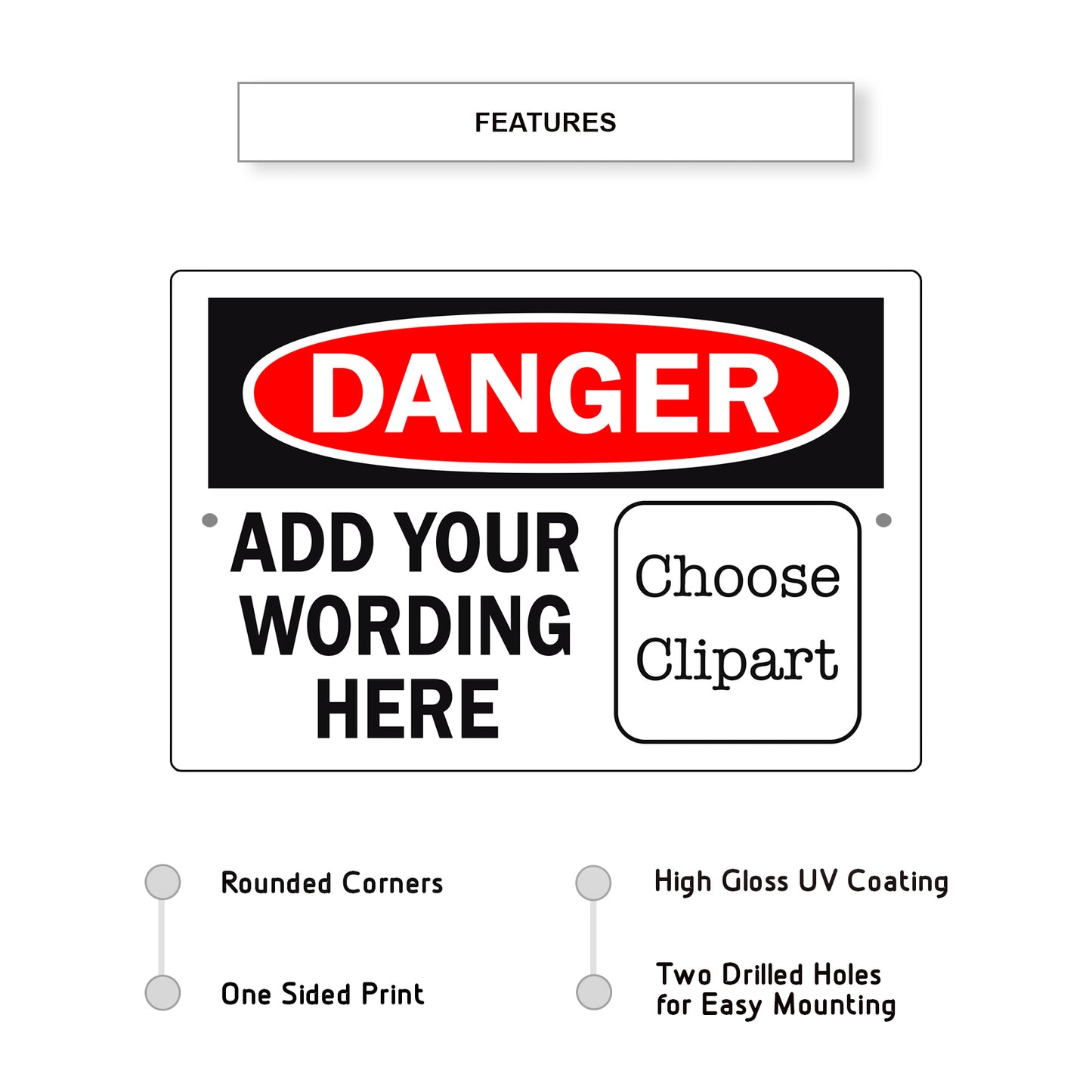 Custom Sign Danger Your Wording Sign Clipart Aluminum Metal Sign