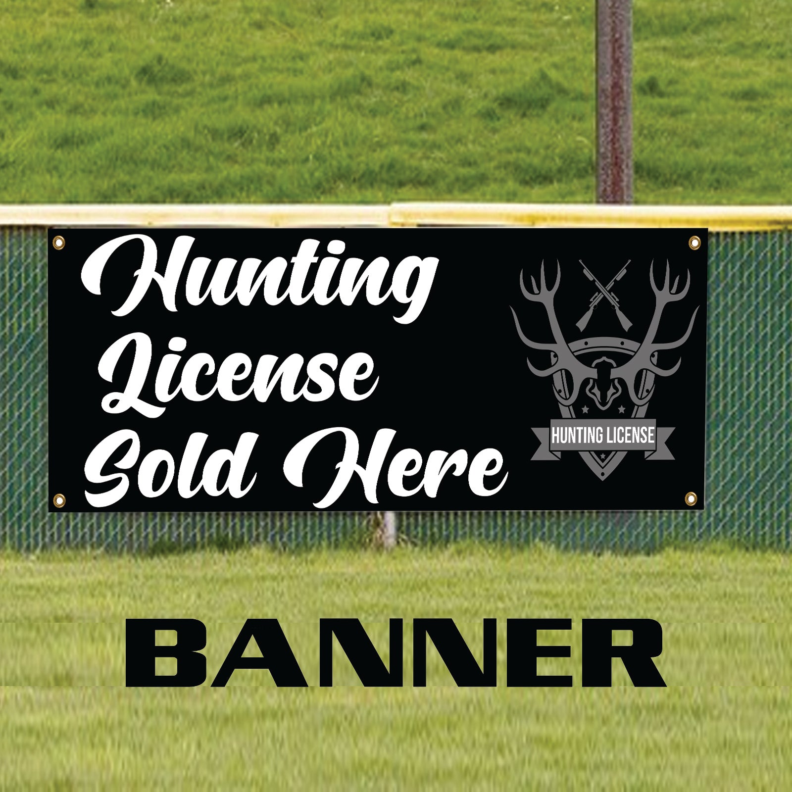 Hunting license sold here vinyl printed banner sign