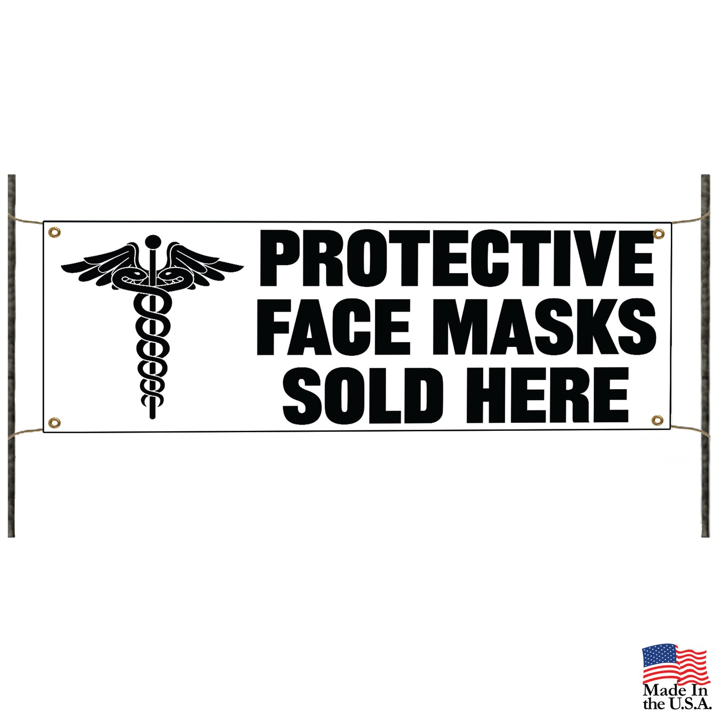 Protective face masks sold here vinyl printed banner sign