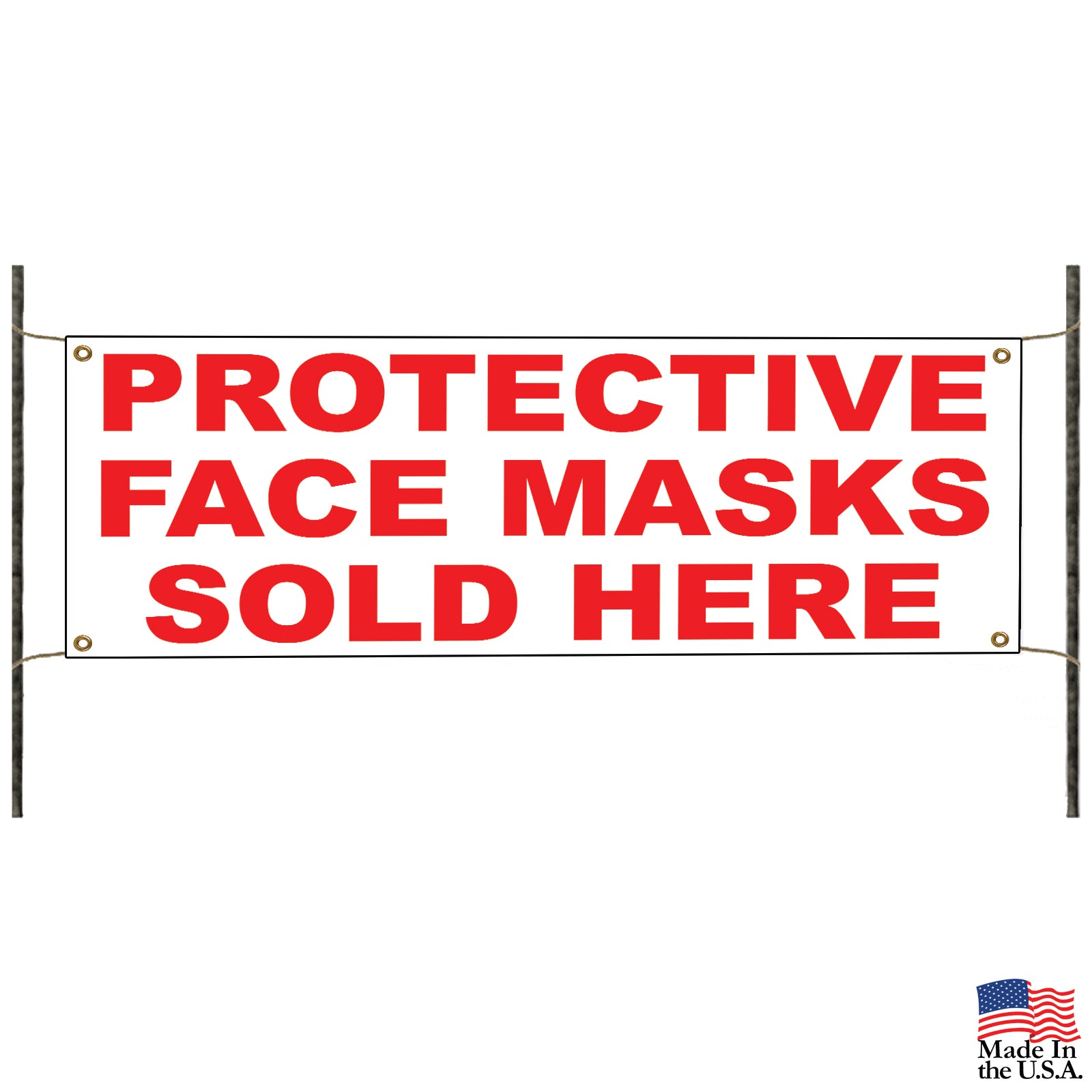 Protective face masks sold here vinyl banner sign