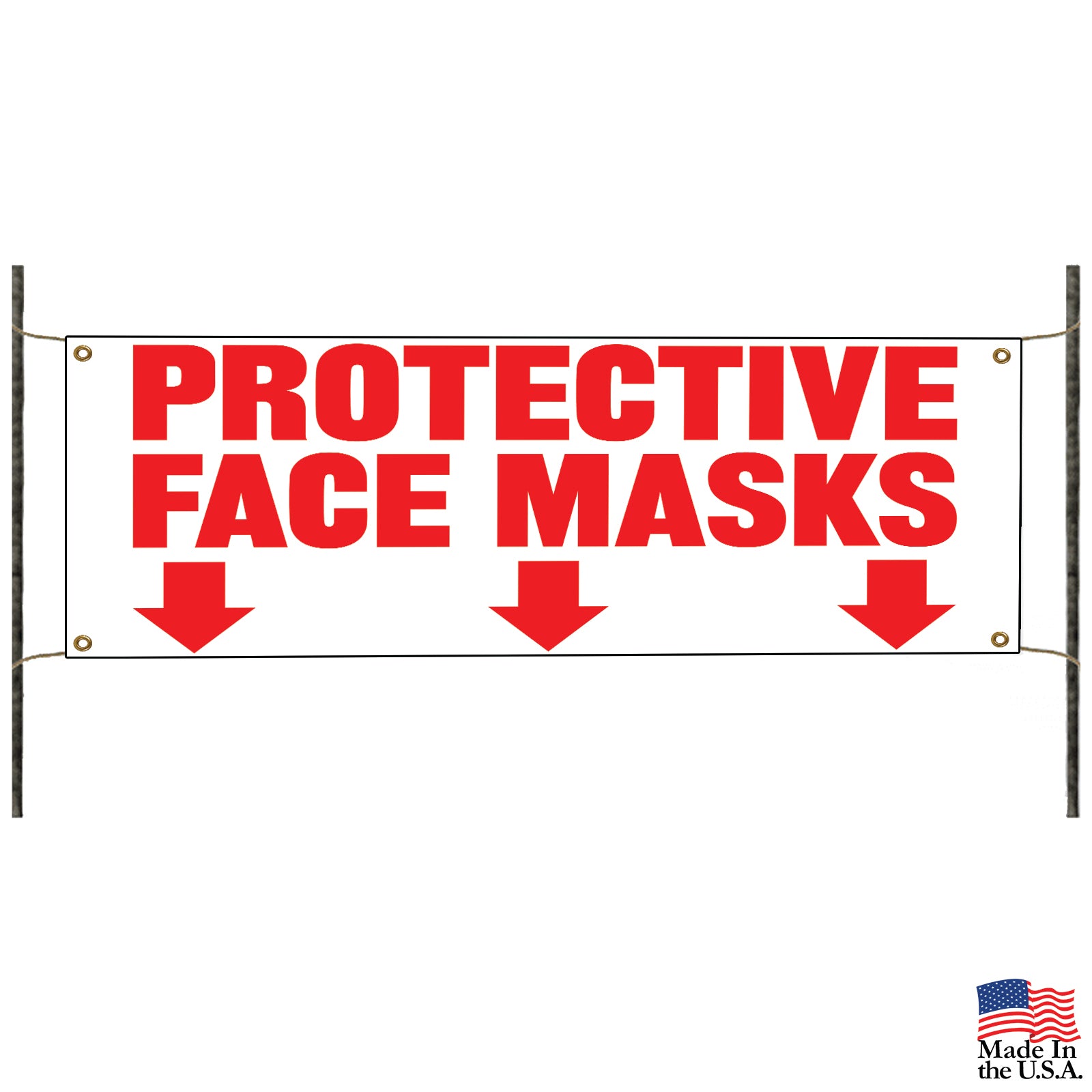 Protective face masks down arrow vinyl printed banner sign