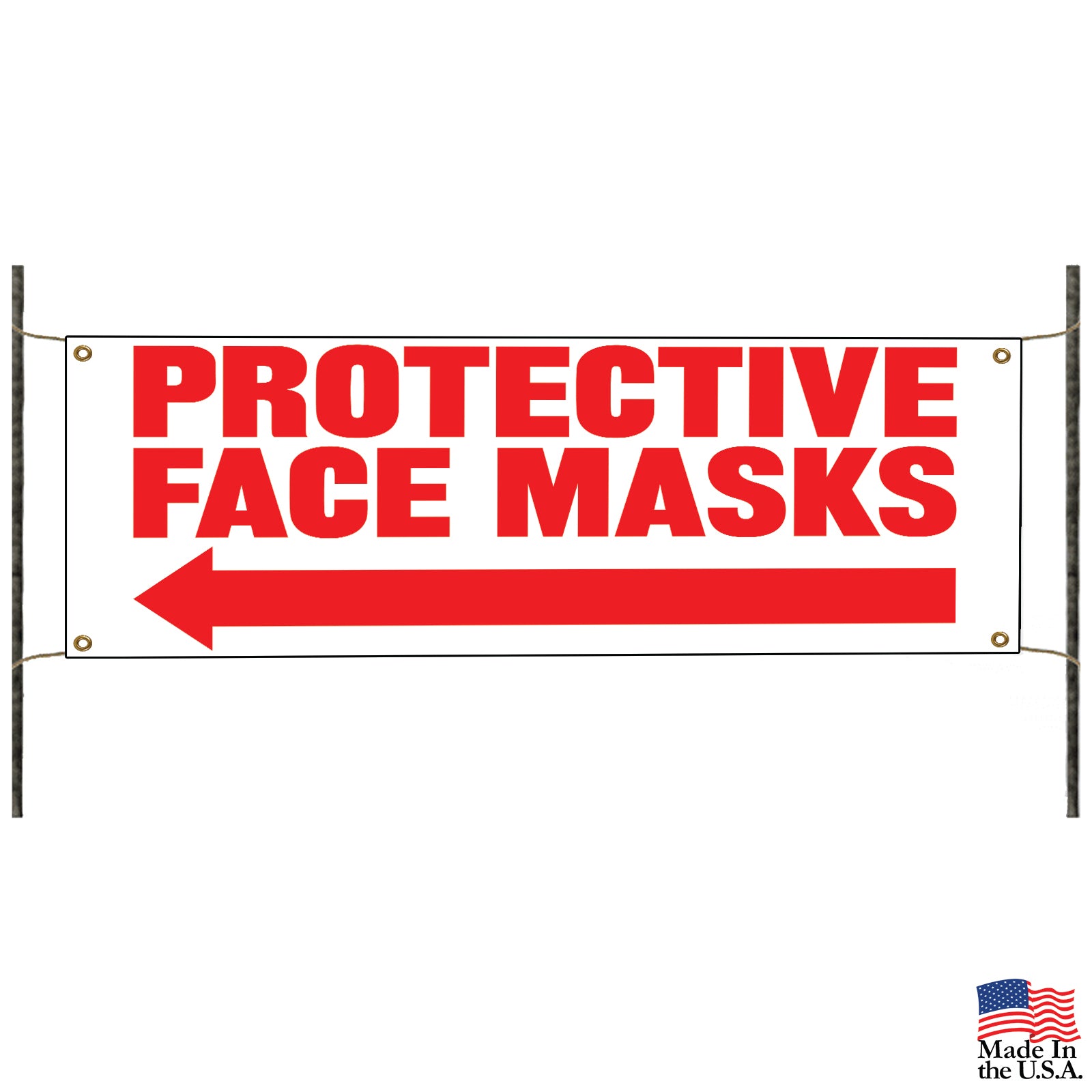 Protective face masks left arrow vinyl printed banner sign