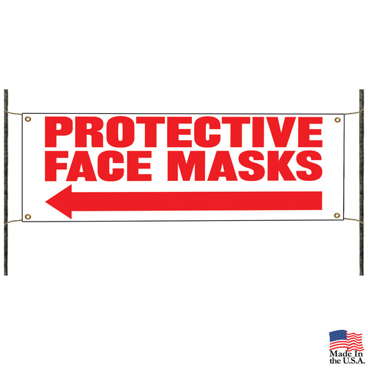 Protective face masks left arrow vinyl printed banner sign
