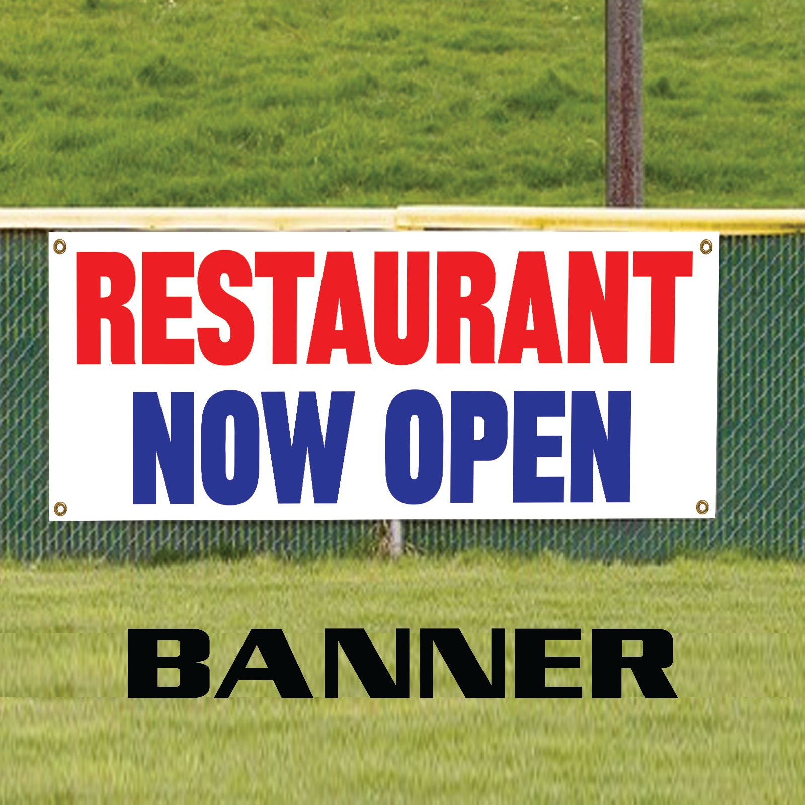 Restaurant now open vinyl printed banner sign