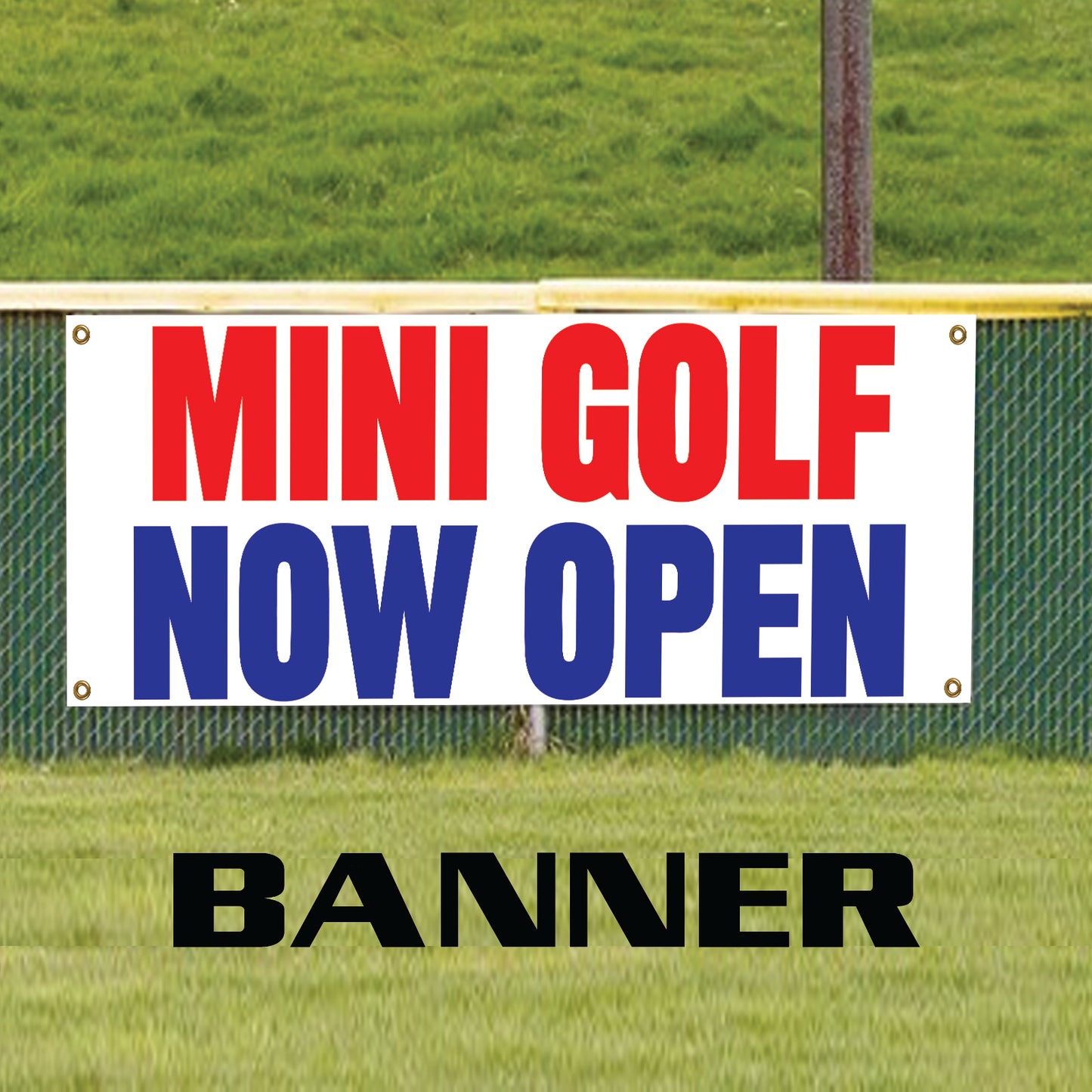 Mini Golf now open vinyl printed banner sign